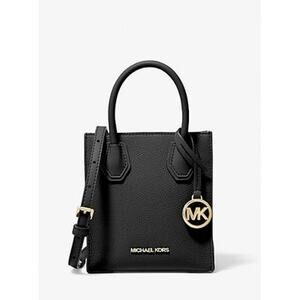 NWT Michael Kors Women Mercer Extra-Small Pebbled Leather Crossbody Bag,Black-OS